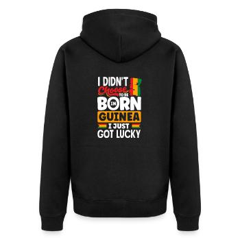 Guinée Guinée Guinée Drapeau Je viens d’avoir de la chance drôle - Veste à capuche bio Premium Unisexe - noir - Dos - Nico (187cm)