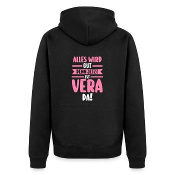 Vera - Unisex Premium Bio Zip Hoodie - Schwarz - Hinten - Nico (187cm)