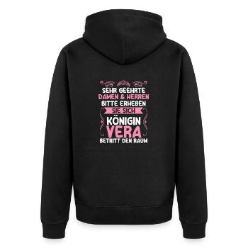 Vera - Unisex Premium Bio Zip Hoodie - Schwarz - Hinten - Nico (187cm)