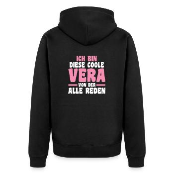 Vera - Unisex Premium Bio Zip Hoodie - Schwarz - Hinten - Nico (187cm)
