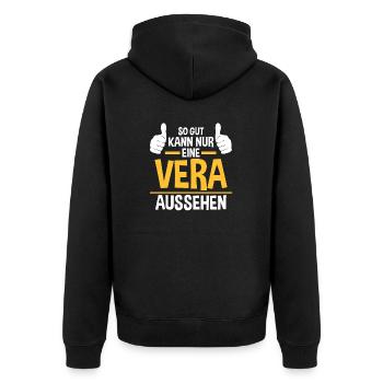 Vera - Unisex Premium Bio Zip Hoodie - Schwarz - Hinten - Nico (187cm)