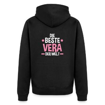 Vera - Unisex Premium Bio Zip Hoodie - Schwarz - Hinten - Nico (187cm)
