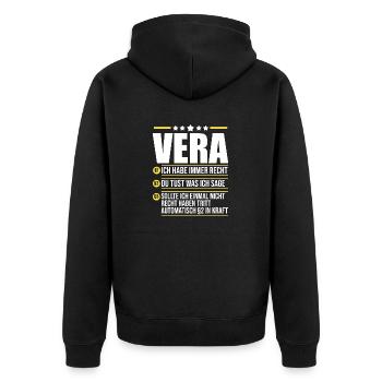 Vera - Unisex Premium Bio Zip Hoodie - Schwarz - Hinten - Nico (187cm)