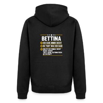 Bettina - Unisex Premium Bio Zip Hoodie - Schwarz - Hinten - Nico (187cm)