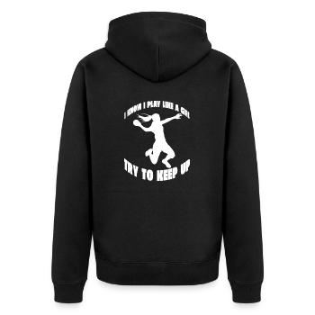 Handball Handballspieler Handballfan Handballteam - Unisex Premium Bio Zip Hoodie - Schwarz - Hinten - Nico (187cm)
