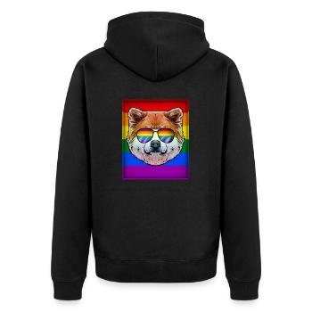 Gay Shiba Inu LGBTQ - Veste à capuche bio Premium Unisexe - noir - Dos - Nico (187cm)