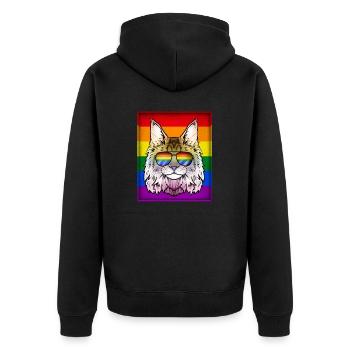 Gay Main Coon Kätzchen LGBTQ Pride Month - Unisex Premium Bio Zip Hoodie - Schwarz - Hinten - Nico (187cm)