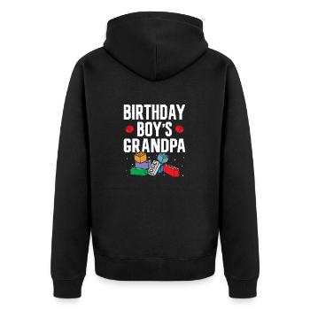 Geburtstagskind Opa Bauklötze - Unisex Premium Bio Zip Hoodie - Schwarz - Hinten - Nico (187cm)