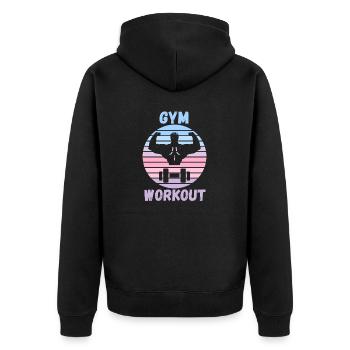 Gym Workout - Unisex Premium Organic Zip Hoodie - black - Back - Nico (187cm)