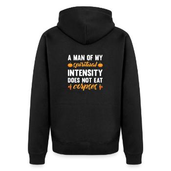 Spiritual Intensity - Unisex Premium Organic Zip Hoodie - black - Back - Nico (187cm)