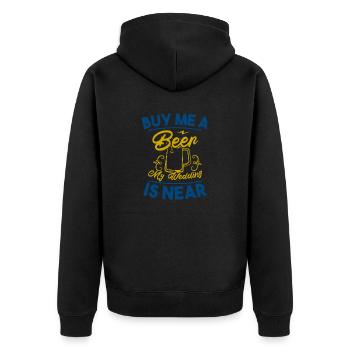 ACHETEZ-MOI UNE BIÈRE MON MARIAGE EST PROCHE - Veste à capuche bio Premium Unisexe - noir - Dos - Nico (187cm)