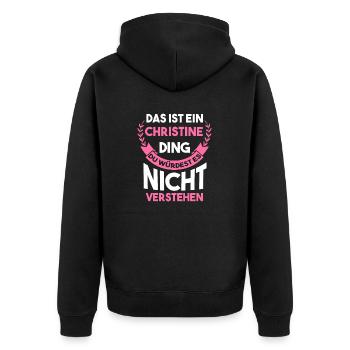 Christine - Unisex Premium Bio Zip Hoodie - Schwarz - Hinten - Nico (187cm)