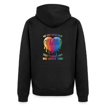 LGBT Parents Family Pride Month - Unisex Premium Organic Zip Hoodie - black - Back - Nico (187cm)