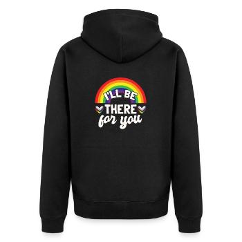 LGBTQ Rainbow Pride Month - Unisex Premium Organic Zip Hoodie - black - Back - Nico (187cm)
