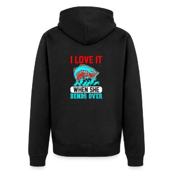 Pêcheur humour : cadeau - Veste à capuche bio Premium Unisexe - noir - Dos - Nico (187cm)
