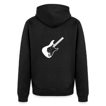 Gitarre - Unisex Premium Bio Zip Hoodie - Schwarz - Hinten - Nico (187cm)