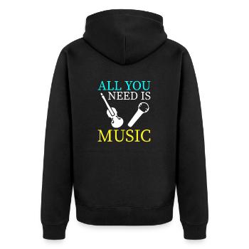 We need music - Unisex Premium Organic Zip Hoodie - black - Back - Nico (187cm)