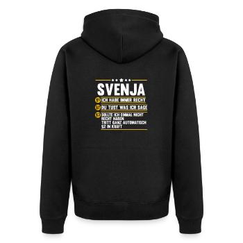Svenja - Unisex Premium Bio Zip Hoodie - Schwarz - Hinten - Nico (187cm)