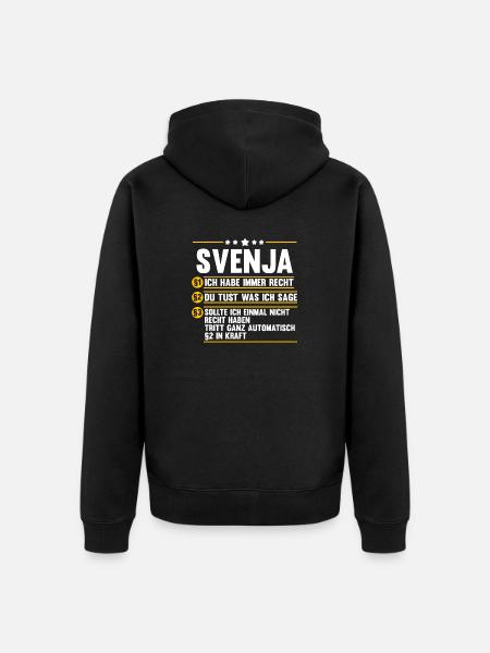 Mädchenname Svenja - Unisex Premium Bio Zip Hoodie - Schwarz