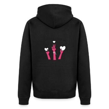 Heben Sie sich gegenseitig auf, perfekte Idee Anti-Mobbing - Unisex Premium Bio Zip Hoodie - Schwarz - Hinten - Nico (187cm)