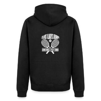 Tennisliebhaber Tennis Tennisspieler Tennisverein - Unisex Premium Bio Zip Hoodie - Schwarz - Hinten - Nico (187cm)
