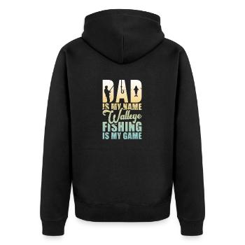 Zander Pike Fishing Anglers - Unisex Premium Organic Zip Hoodie - black - Back - Nico (187cm)