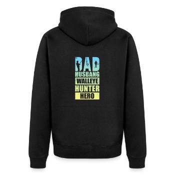 Zander Pike Fishing Anglers - Unisex Premium Organic Zip Hoodie - black - Back - Nico (187cm)