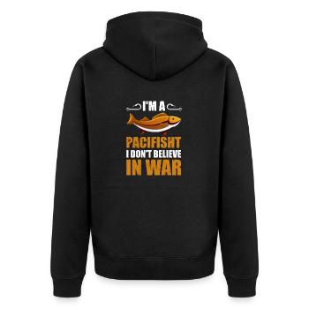 Zander Hecht Angeln Angler - Unisex Premium Bio Zip Hoodie - Schwarz - Hinten - Nico (187cm)