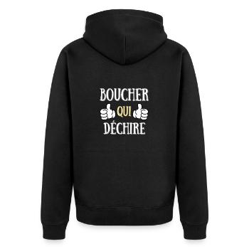 boucher qui déchire homme humour boucherie cadeau - Veste à capuche bio Premium Unisexe - noir - Dos - Nico (187cm)