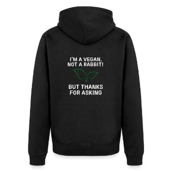 Citation humoristique drôle végétalien Je suis végétalien, pas un lapin! - Veste à capuche bio Premium Unisexe - noir - Dos - Nico (187cm)