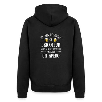 bricoleur apéro humour bricolage homme idée cadeau - Veste à capuche bio Premium Unisexe - noir - Dos - Nico (187cm)