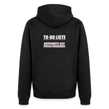 lustige To-Do liste Relaxing Design Heute mach - Unisex Premium Bio Zip Hoodie - Schwarz - Hinten - Nico (187cm)