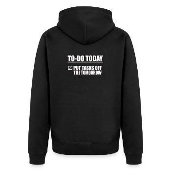lustige To-Do liste Relaxing Design Heute mach - Unisex Premium Bio Zip Hoodie - Schwarz - Hinten - Nico (187cm)