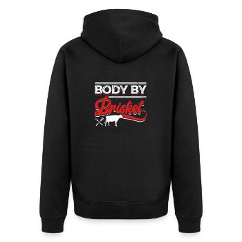 Body of Brisket - Funny bbq smoker - Unisex Premium Organic Zip Hoodie - black - Back - Nico (187cm)