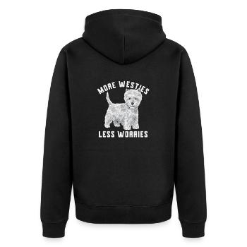 West Highland White Terrier Westie - Unisex Premium Bio Zip Hoodie - Schwarz - Hinten - Nico (187cm)