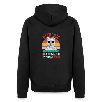 West Highland White Terrier Westie - Unisex Premium Bio Zip Hoodie - Schwarz - Hinten - Nico (187cm)
