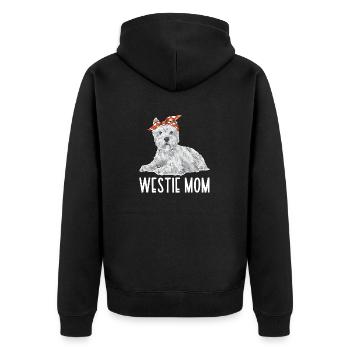 West Highland White Terrier Westie - Unisex Premium Bio Zip Hoodie - Schwarz - Hinten - Nico (187cm)