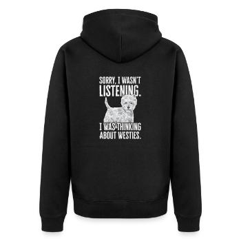 West Highland White Terrier Westie - Unisex Premium Bio Zip Hoodie - Schwarz - Hinten - Nico (187cm)