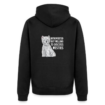 West Highland White Terrier Westie - Unisex Premium Bio Zip Hoodie - Schwarz - Hinten - Nico (187cm)