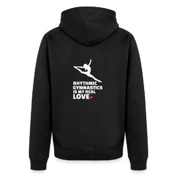 Ich Liebe Rhythmische Sportgymnastik - Unisex Premium Bio Zip Hoodie - Schwarz - Hinten - Nico (187cm)