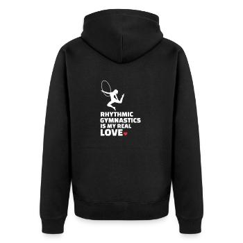 Ich Liebe Rhythmische Sportgymnastik - Unisex Premium Bio Zip Hoodie - Schwarz - Hinten - Nico (187cm)