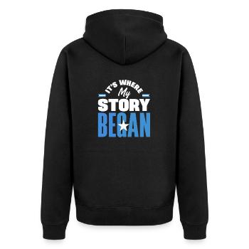 Somali Somalia Somali Flag Its Where My Story - Unisex Premium Organic Zip Hoodie - black - Back - Nico (187cm)