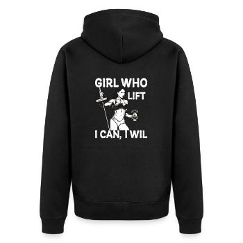 Women who lift - Unisex Premium Organic Zip Hoodie - black - Back - Nico (187cm)