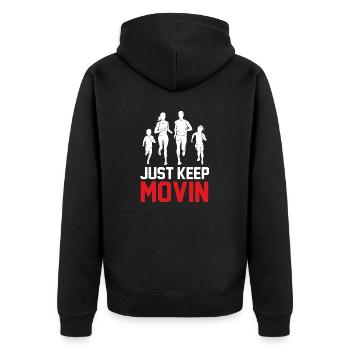Never stand still - Unisex Premium Organic Zip Hoodie - black - Back - Nico (187cm)