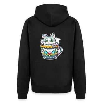 petit chat kawaii - mignon - manga - Veste à capuche bio Premium Unisexe - noir - Dos - Nico (187cm)