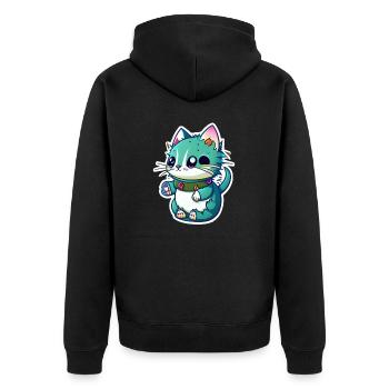 mignon petit chat kawaii - manga - Veste à capuche bio Premium Unisexe - noir - Dos - Nico (187cm)