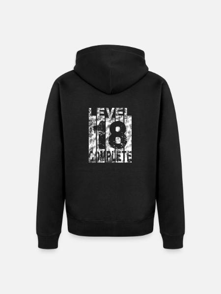 morsom 18-årsdag gutt jente nivå 18 år - Premium økologisk unisex-hettejakke - svart