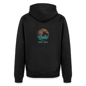 Saint Lucia Cool Souvenir Vacation Artistic - Unisex Premium Organic Zip Hoodie - black - Back - Nico (187cm)