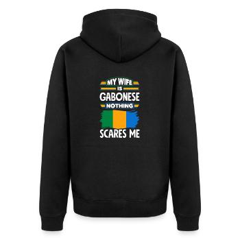 Gabonais Gabon Drapeau gabonais Ma femme est gabonaise - Veste à capuche bio Premium Unisexe - noir - Dos - Nico (187cm)
