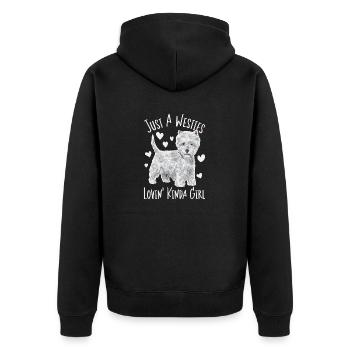 West Highland White Terrier Westie - Unisex Premium Organic Zip Hoodie - black - Back - Nico (187cm)